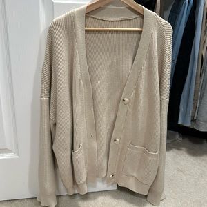 Oversized cream cardigan sweater sz L